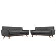 Modway Engage Modern Fabric 2-Piece Sofa Set with Loveseat in Gray