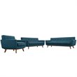 Modway Engage Modern Fabric 3-Piece Sofa Set with Loveseat & Chair in Azure Blue