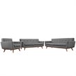 Modway Engage Modern Fabric 3-Piece Sofa Set in Expectation Gray