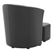 Modway Divulge Modern Faux Leather Armchair and Ottoman in Black