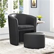 Modway Divulge Modern Faux Leather Armchair and Ottoman in Black