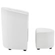 Modway Divulge Modern Faux Leather Armchair and Ottoman in White