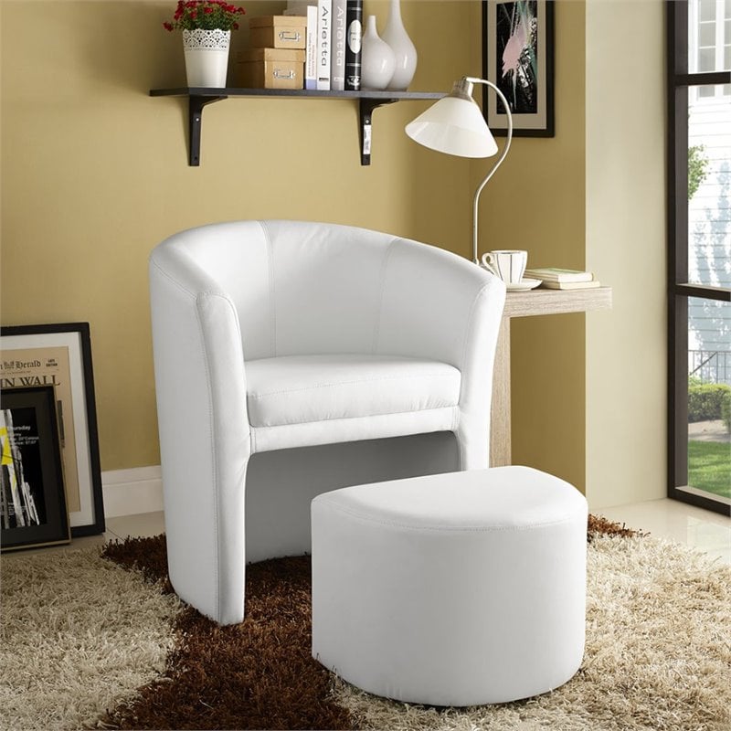 white bedroom chair with ottoman