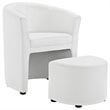Modway Divulge Modern Faux Leather Armchair and Ottoman in White