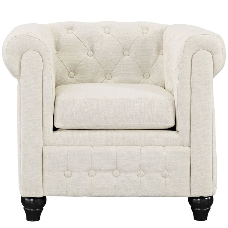 Earl Upholstered Fabric Armchair in Beige