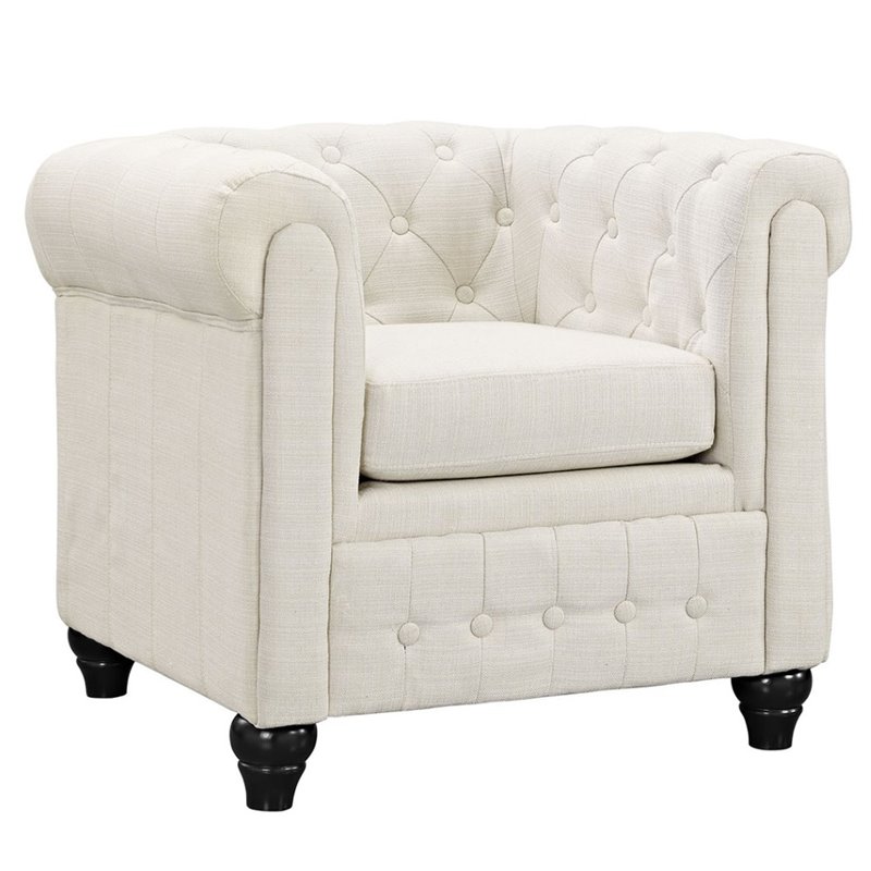 Earl Upholstered Fabric Armchair in Beige