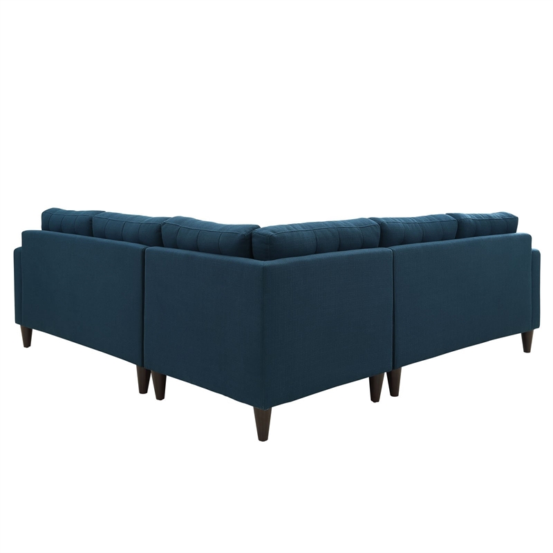Modway Empress Upholstered Fabric Corner Sectional Sofa in Azure Blue