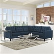 Modway Empress Upholstered Fabric Corner Sectional Sofa in Azure Blue