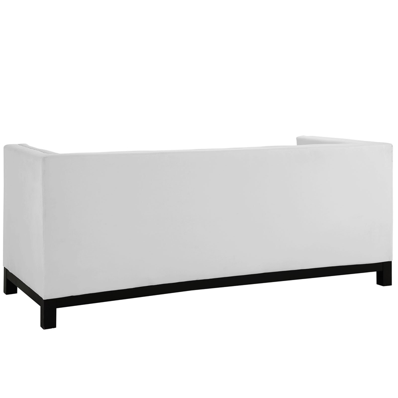 Modway Imperial Modern Bonded Leather Tufted Sofa in White Finish