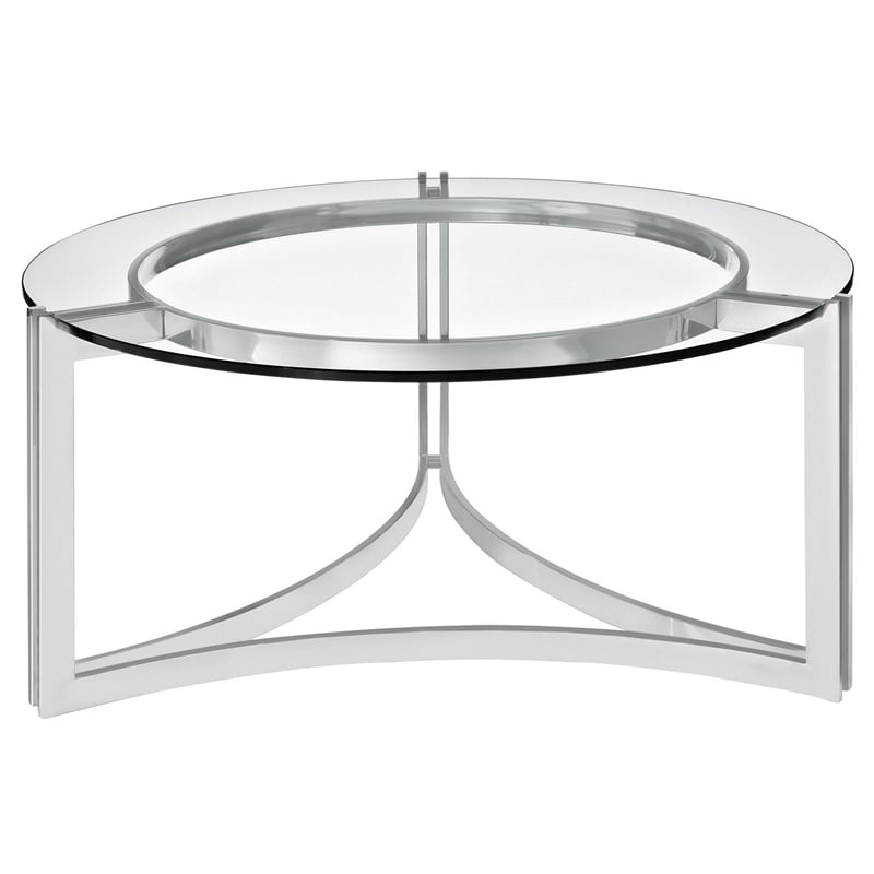 Modway Signet Modern Glass and Steel Coffee Table in Silver Finish