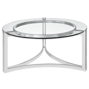 Modway Signet Modern Glass and Steel Coffee Table in Silver Finish