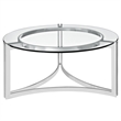 Modway Signet Modern Glass and Steel Coffee Table in Silver Finish