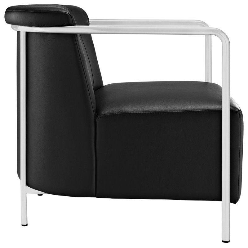Ebb Upholstered Vinyl Lounge Chair in Black