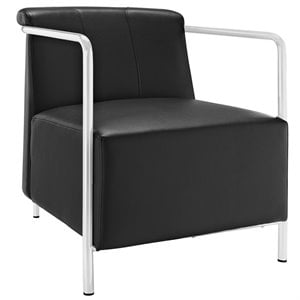 Ebb Upholstered Vinyl Lounge Chair in Black