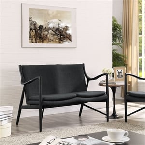Modway Makeshift Fabric Loveseat in Black and Gray