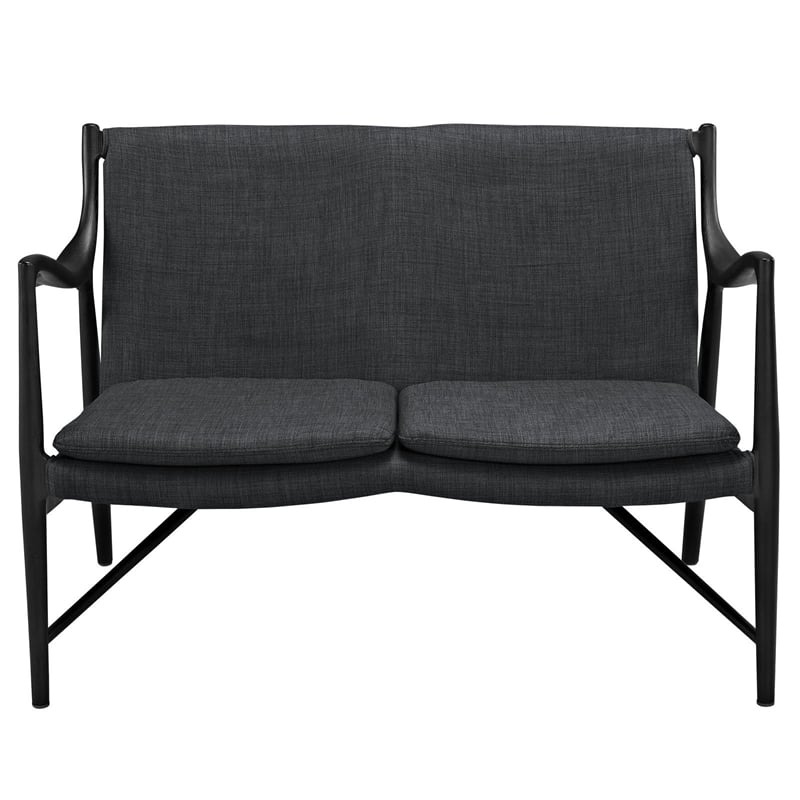 Modway Makeshift Fabric Loveseat in Black and Gray