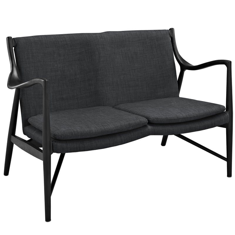 Modway Makeshift Fabric Loveseat in Black and Gray