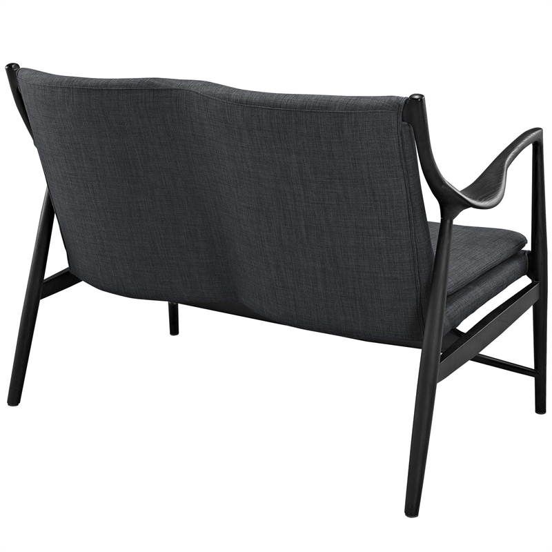 Modway Makeshift Fabric Loveseat in Black and Gray