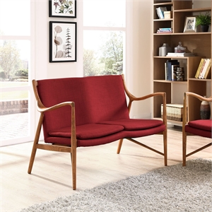 Makeshift Upholstered Fabric Loveseat in Maple Red