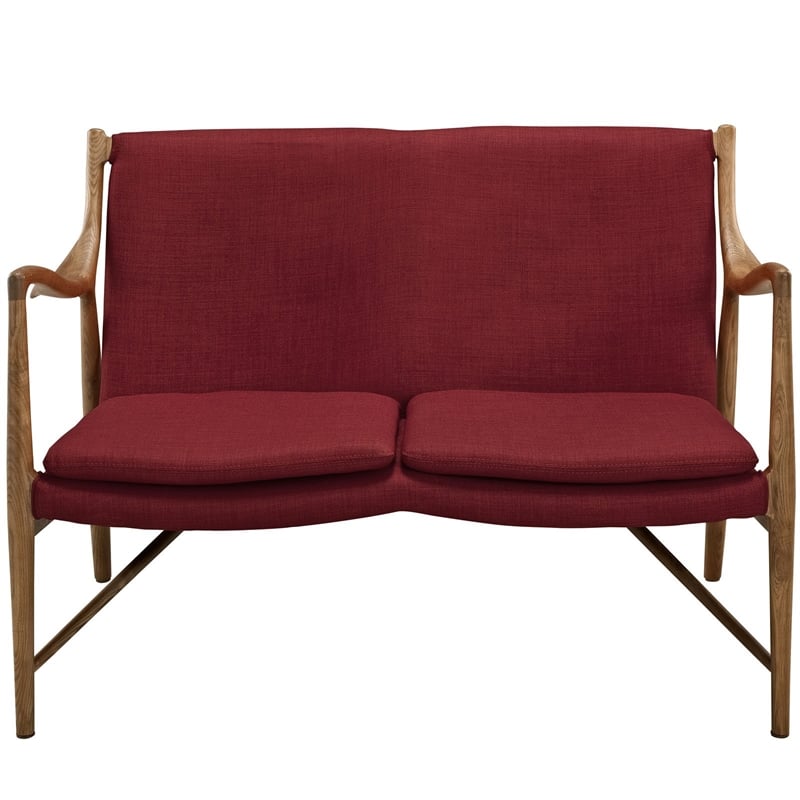 Makeshift Upholstered Fabric Loveseat in Maple Red