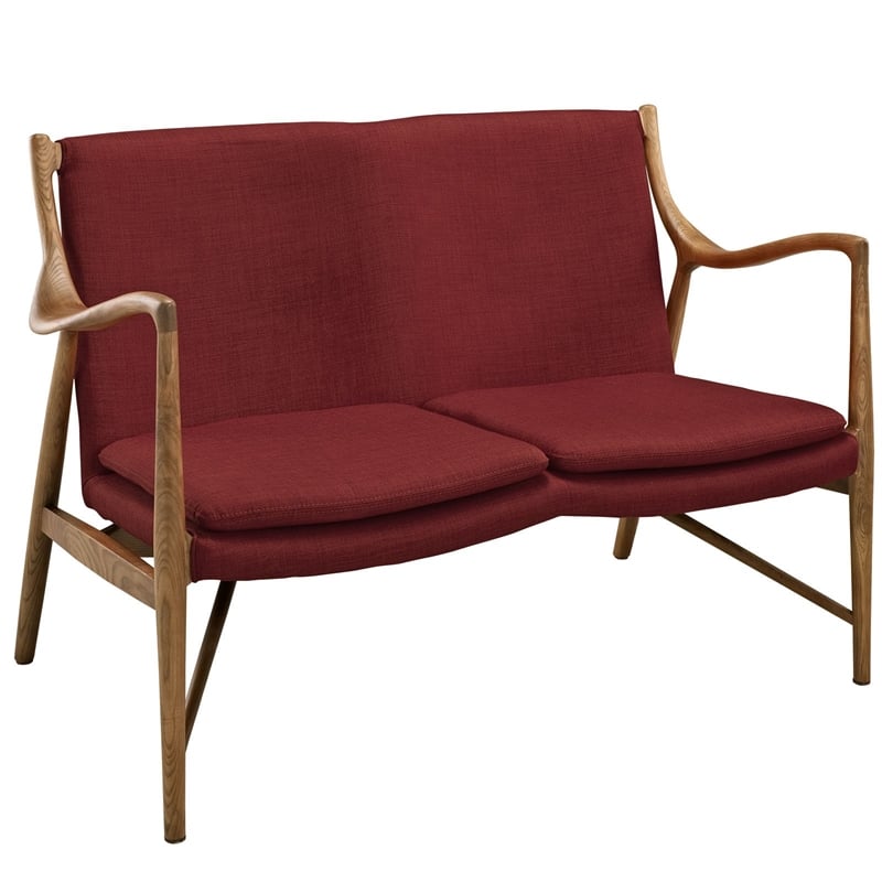 Makeshift Upholstered Fabric Loveseat in Maple Red