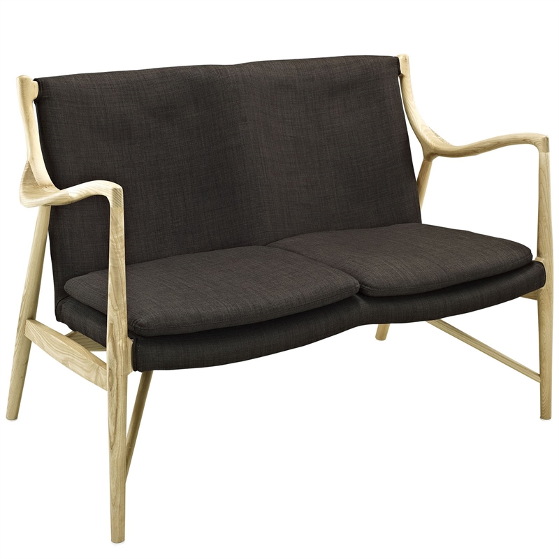 Modway Makeshift Fabric Loveseat in Natural and Brown