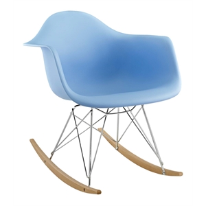 Modway Rocker Modern Plastic Rocker Lounge Chair in Blue Finish