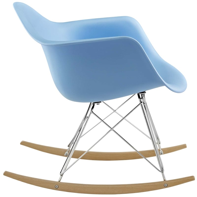 Modway Rocker Modern Plastic Rocker Lounge Chair in Blue Finish