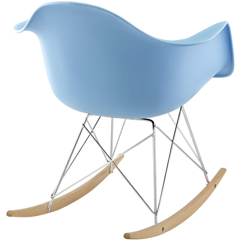 Modway Rocker Modern Plastic Rocker Lounge Chair in Blue Finish