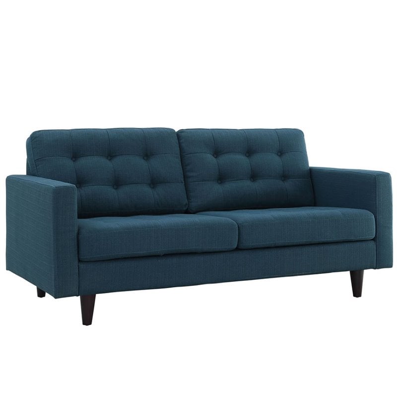 Modway Empress Modern Upholstered Fabric Loveseat in Azure Blue