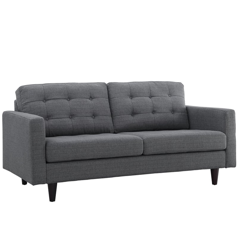 Modway Empress Modern Upholstered Fabric Tufted Loveseat in Gray