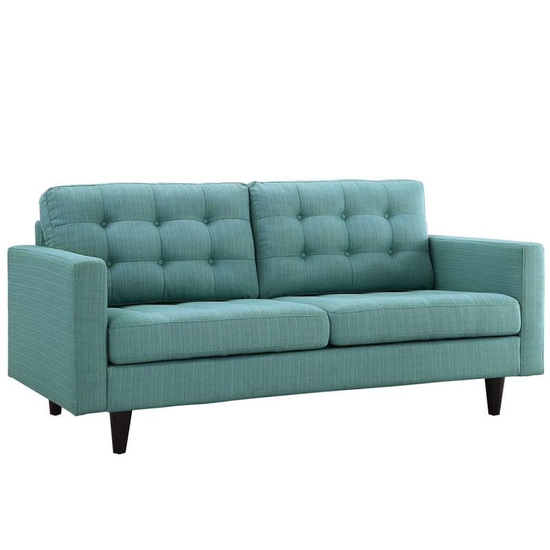 Modway Empress Modern Upholstered Fabric Loveseat in Laguna Blue