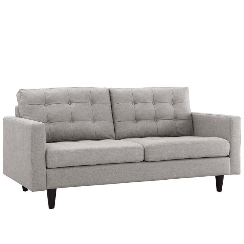 Modway Empress Modern Upholstered Fabric Loveseat in Light Gray