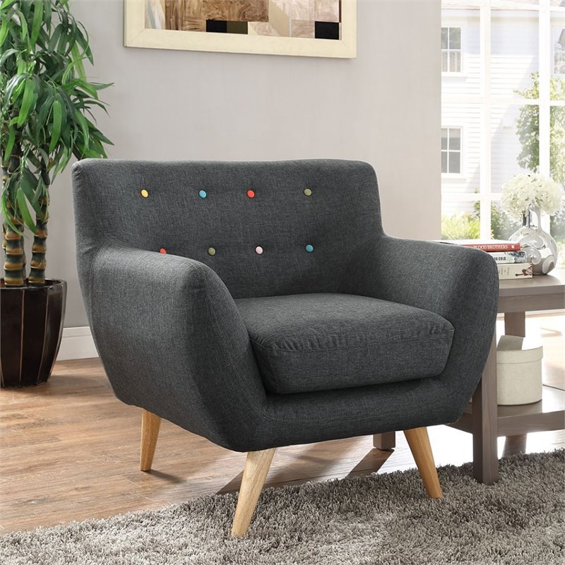 Modway Remark Modern Upholstered Fabric Tufted Armchair in Gray