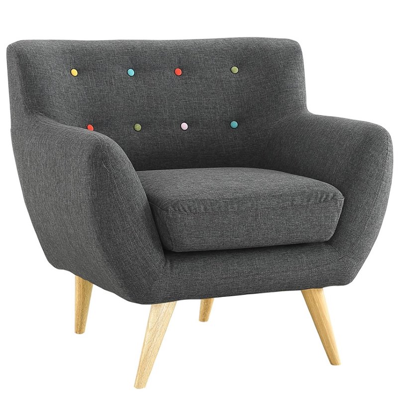 Modway Remark Modern Upholstered Fabric Tufted Armchair in Gray