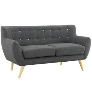 Modway Remark Modern Upholstered Fabric Tufted Loveseat in Gray