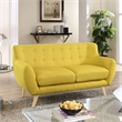 Modway Remark Modern Upholstered Fabric Loveseat in Sunny Yellow