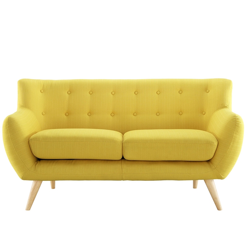 Modway Remark Modern Upholstered Fabric Loveseat in Sunny Yellow