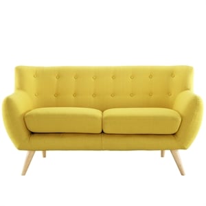 Modway Remark Modern Upholstered Fabric Loveseat in Sunny Yellow
