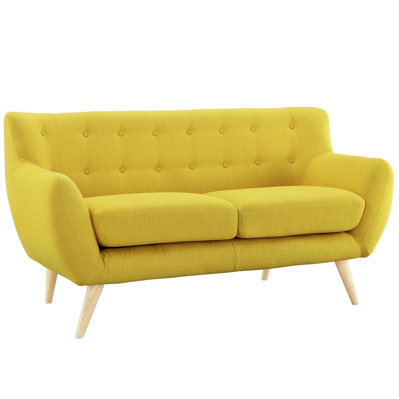 Modway Remark Modern Upholstered Fabric Loveseat in Sunny Yellow
