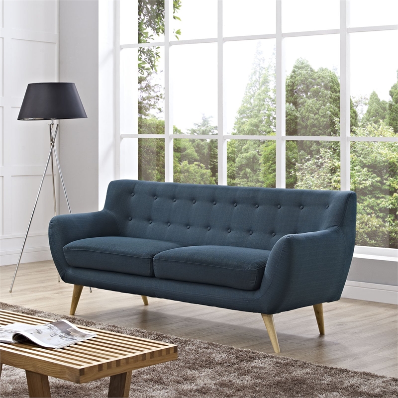 Modway Remark Modern Upholstered Fabric Tufted Sofa in Azure Blue