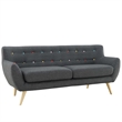 Modway Remark Modern Upholstered Fabric & Wood Tufted Sofa in Gray