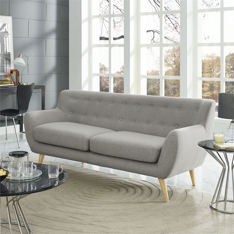 Modway Remark Modern Upholstered Fabric Tufted Sofa in Light Gray
