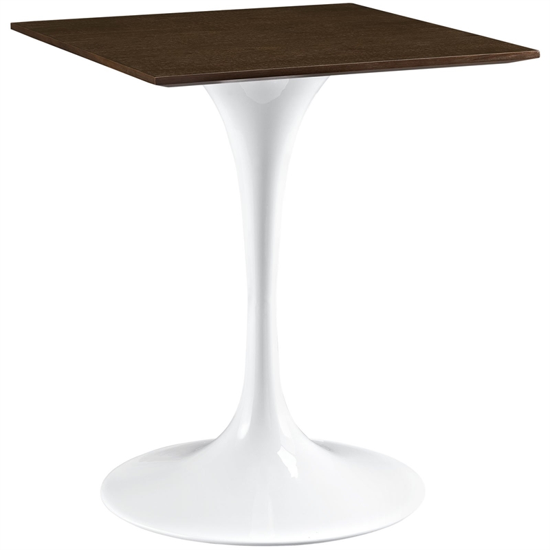 Modway Lippa Wood Top Bistro Table with Metal Base in Walnut/White
