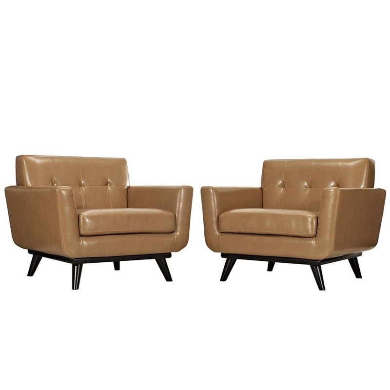 Modway Engage Leather Accent Chair In Tan Set Of 2 Eei 1665 Tan Set