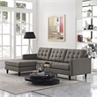 Modway Empress Upholstered Fabric Left-Facing Sectional Sofa in Granite Gray