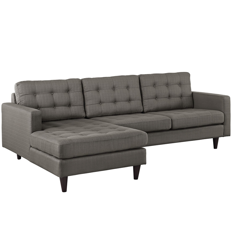 Modway Empress Upholstered Fabric Left-Facing Sectional Sofa in Granite Gray