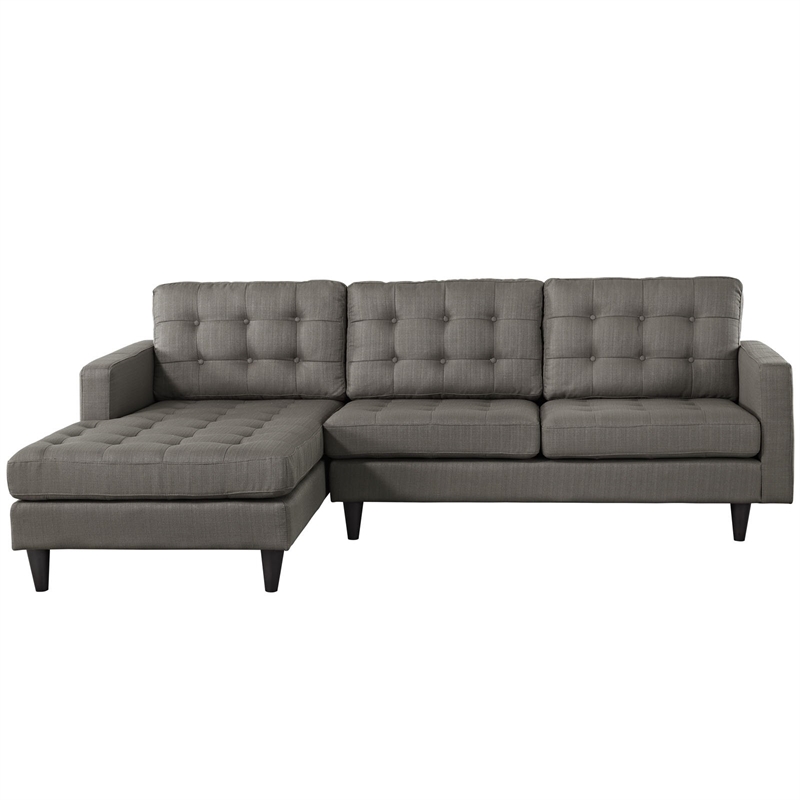 Modway Empress Upholstered Fabric Left-Facing Sectional Sofa in Granite Gray
