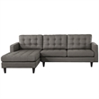 Modway Empress Upholstered Fabric Left-Facing Sectional Sofa in Granite Gray