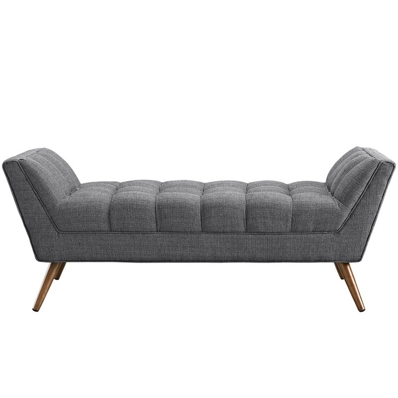 Modway Response Medium Modern Finely Upholstered Fabric Bench in Gray